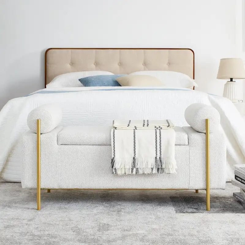 Elegant Upholstered Velvet Storage Bench