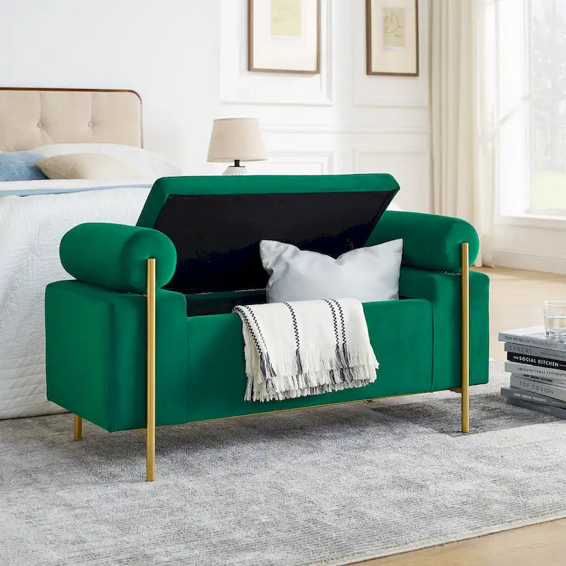 Elegant Upholstered Velvet Storage Bench
