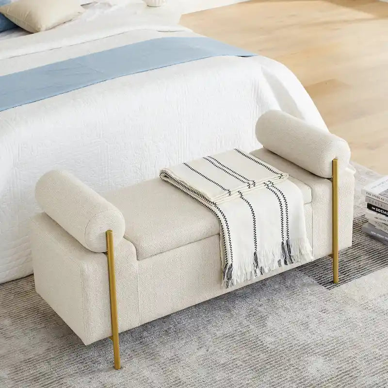 Elegant Upholstered Velvet Storage Bench