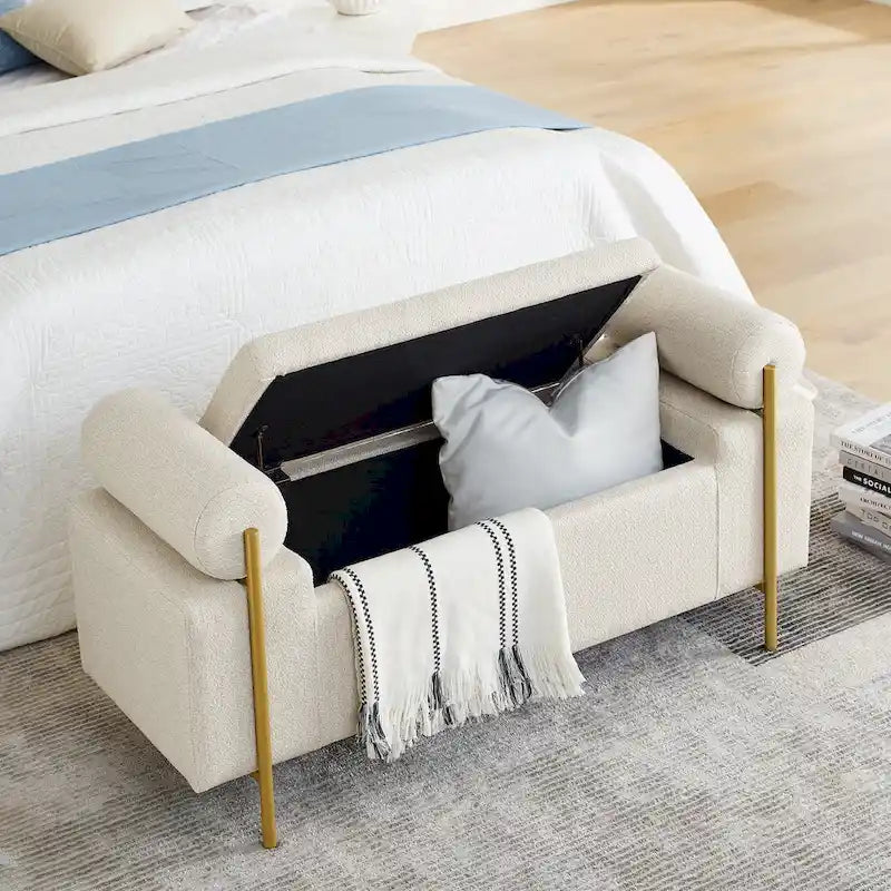 Elegant Upholstered Velvet Storage Bench