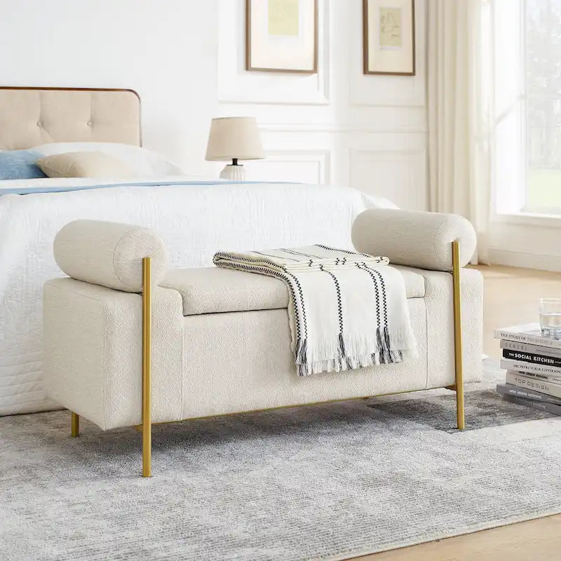 Elegant Upholstered Velvet Storage Bench