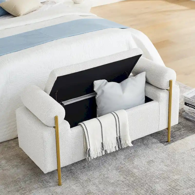Elegant Upholstered Velvet Storage Bench