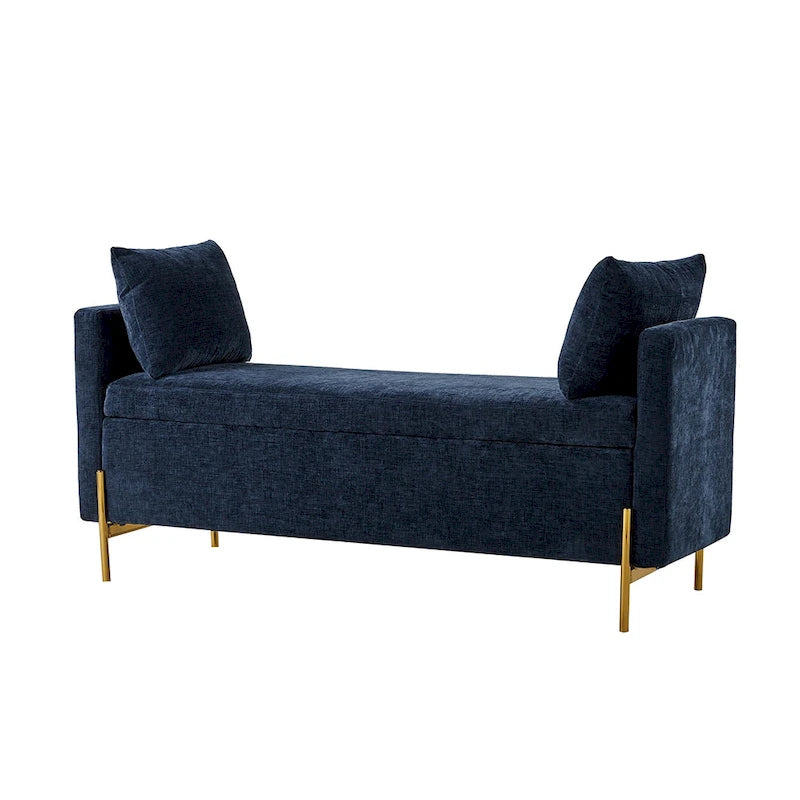 Angelus Upholstered Flip Top Storage Bench withTwo Pillows and Arms by HULALA HOME