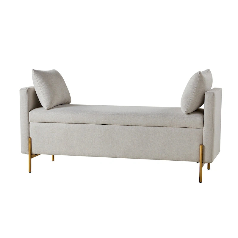 Angelus Upholstered Flip Top Storage Bench withTwo Pillows and Arms by HULALA HOME