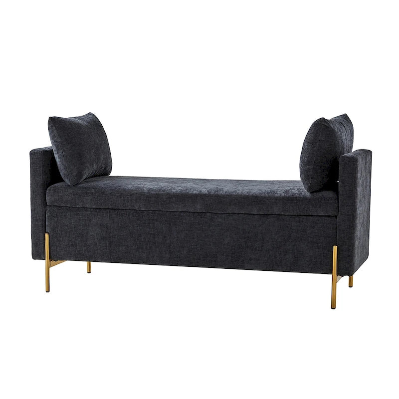Angelus Upholstered Flip Top Storage Bench withTwo Pillows and Arms by HULALA HOME