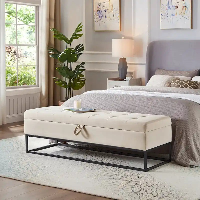 58.6 Bed Bench Metal Base with Storage