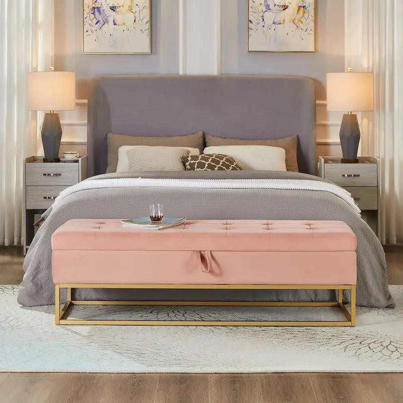 58.6 Bed Bench Metal Base with Storage