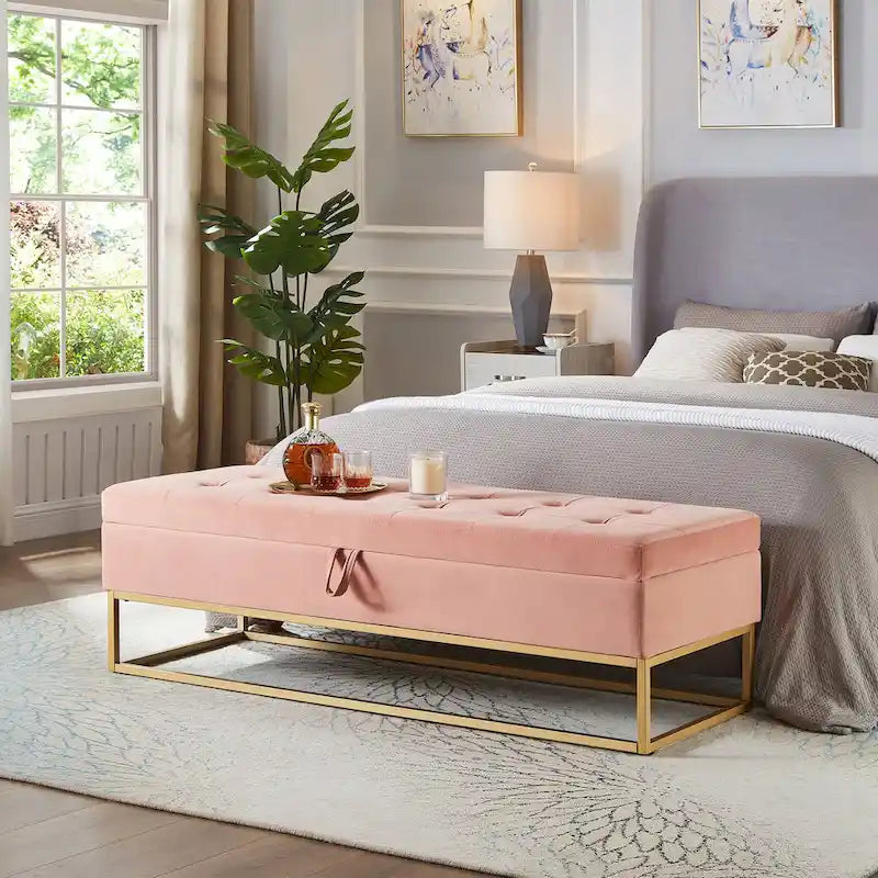 58.6 Bed Bench Metal Base with Storage