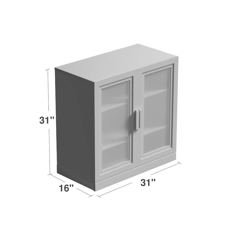 Solid Wood Storage Cabinet with Glass Doors