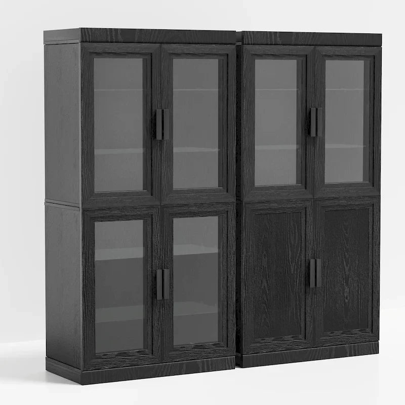 Solid Wood Storage Cabinet with Glass Doors