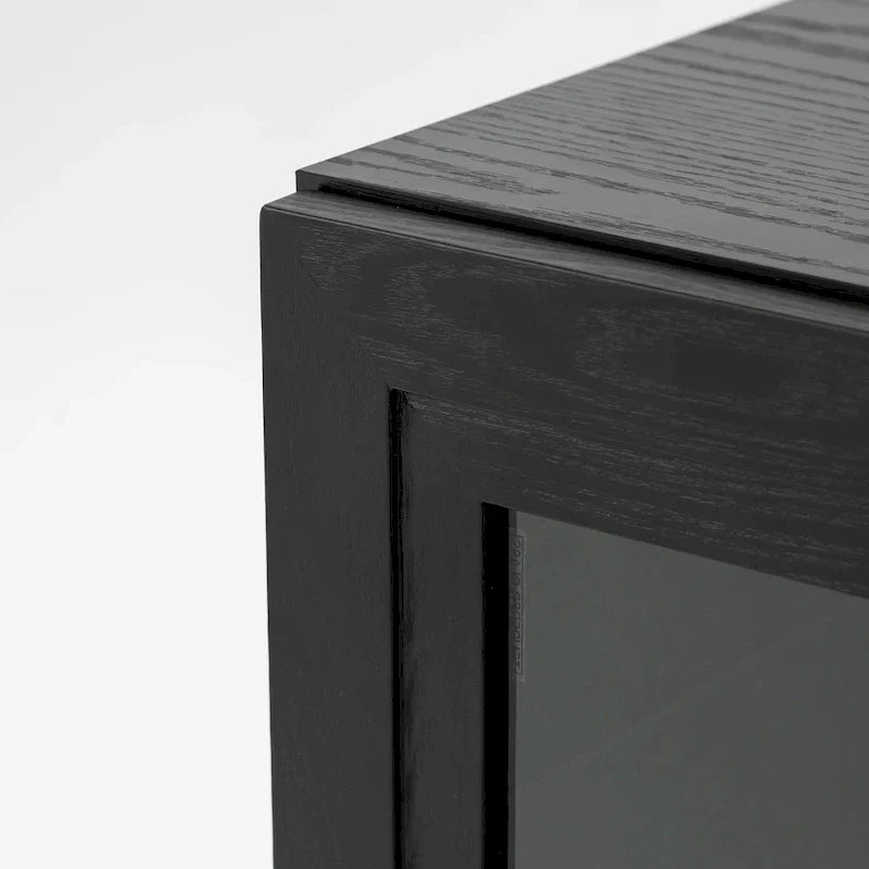 Solid Wood Storage Cabinet with Glass Doors