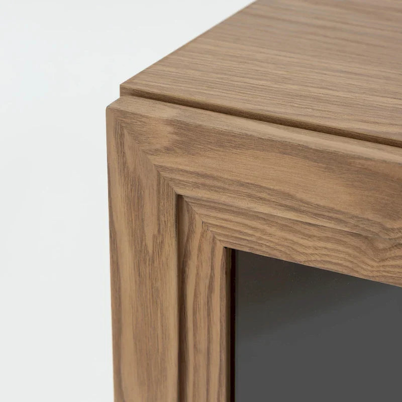 Solid Wood Storage Cabinet with Glass Doors