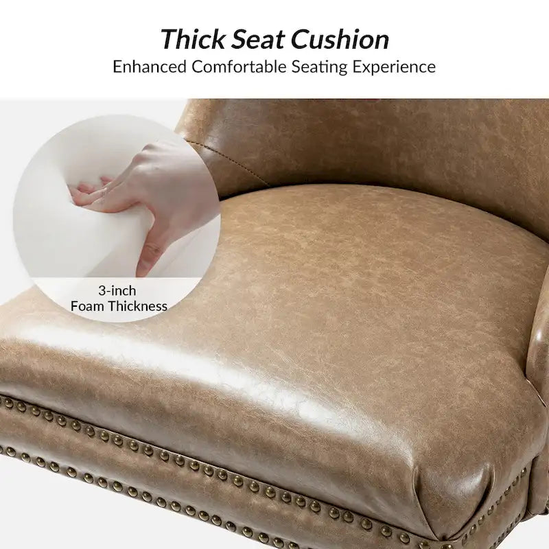 Faux Leather Task Chair with Arms and Nailhead Trim