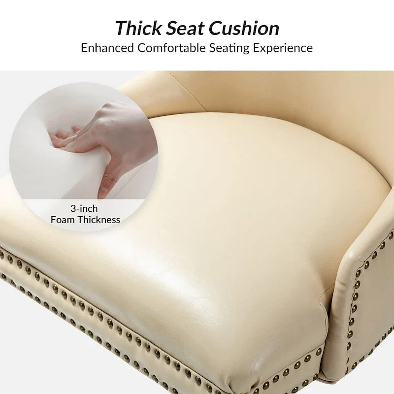 Faux Leather Task Chair with Arms and Nailhead Trim