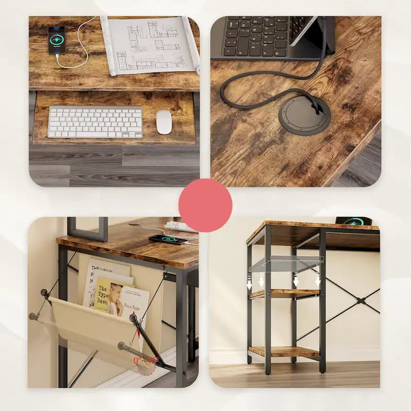 95.2 L-Shaped Gaming Desk with RGB LED and Monitor Stand