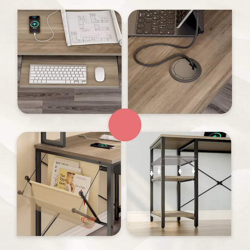 95.2 L-Shaped Gaming Desk with RGB LED and Monitor Stand