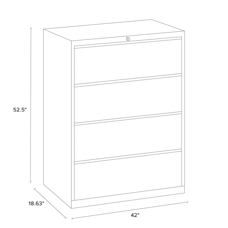 8000 Series 42 Wide 4-Drawer Lateral File Cabinet, Light Gray