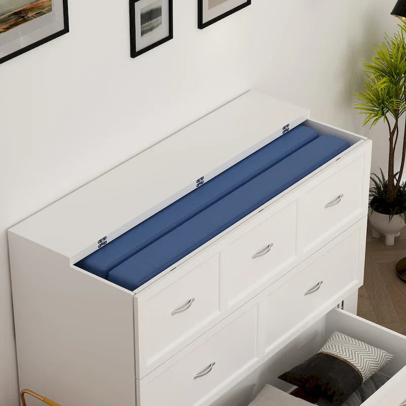 White Full-Size Murphy Bed with Storage Drawers