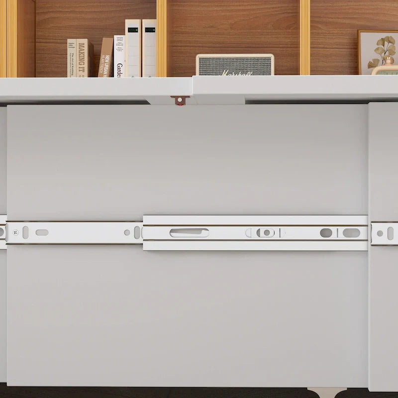 White Full-Size Murphy Bed with Storage Drawers