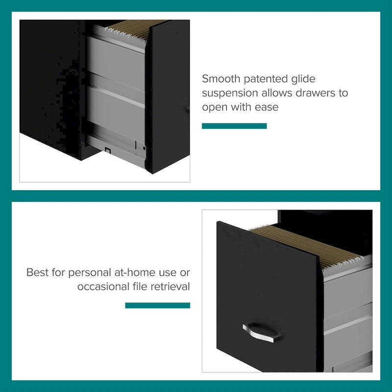 Space Solutions 18 Deep 3 Drawer Metal File Cabinet, Black
