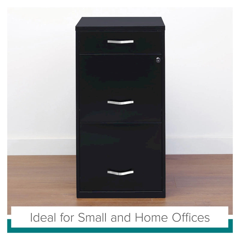 Space Solutions 18 Deep 3 Drawer Metal File Cabinet, Black