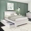 Full Size Pine Wood Bed with Panel Headboard and Storage Drawers