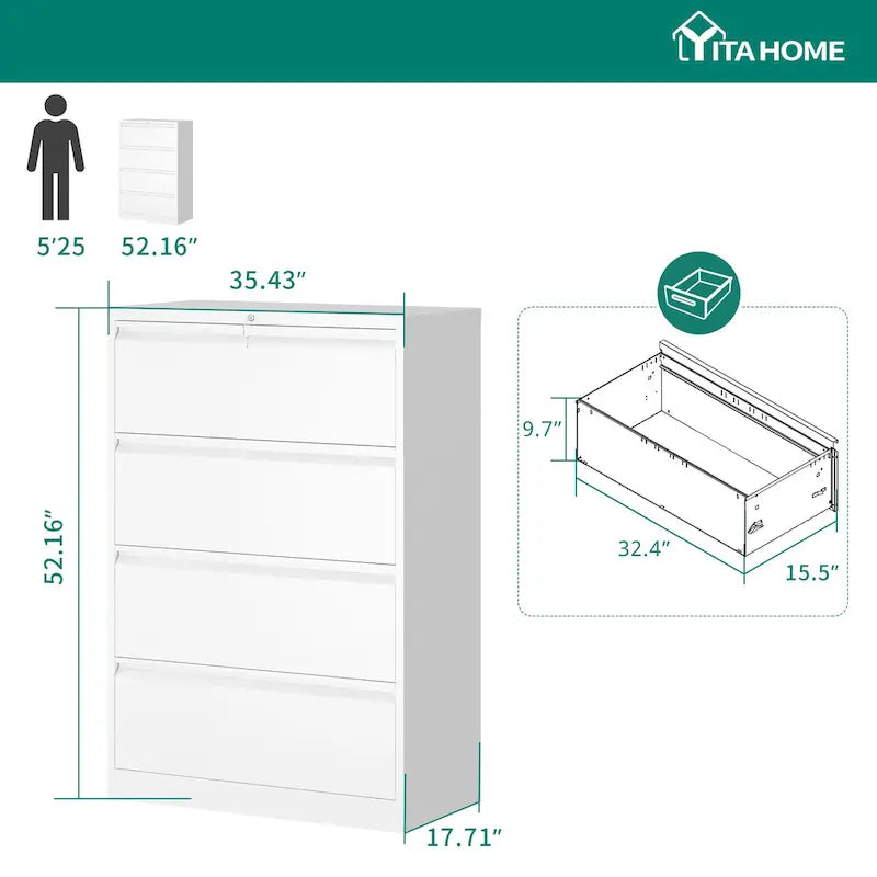 4 Drawer Lockable Steel File Cabinet