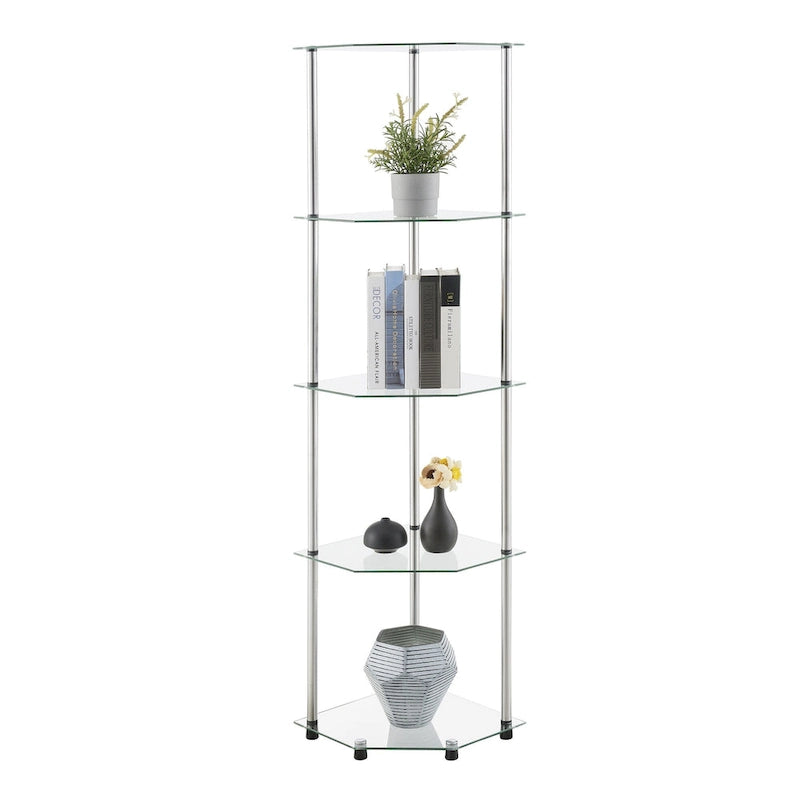 Convenience Concepts Designs2Go Classic Glass 5 Tier Corner Tower