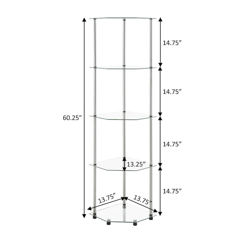 Convenience Concepts Designs2Go Classic Glass 5 Tier Corner Tower