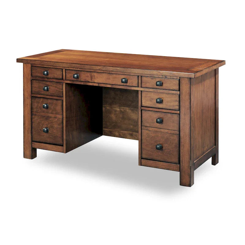 Aged Maple 54-Inch Executive Pedestal Desk