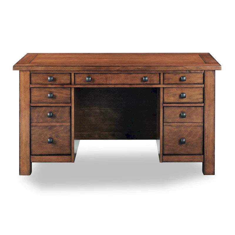 Aged Maple 54-Inch Executive Pedestal Desk