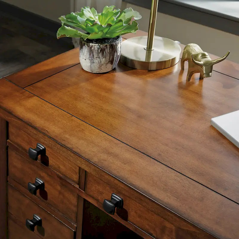 Aged Maple 54-Inch Executive Pedestal Desk