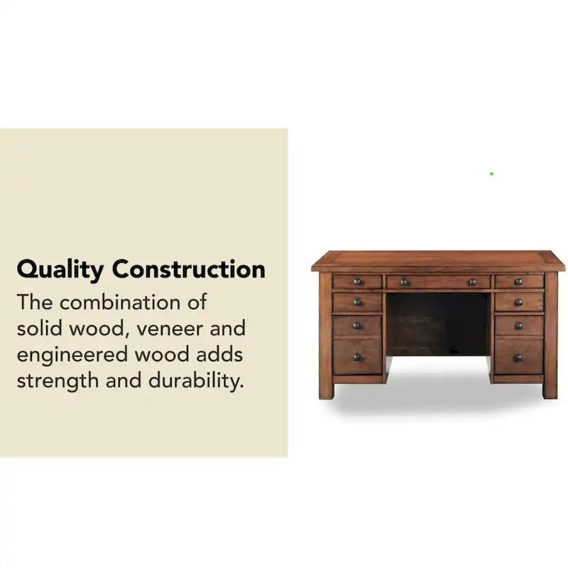 Aged Maple 54-Inch Executive Pedestal Desk