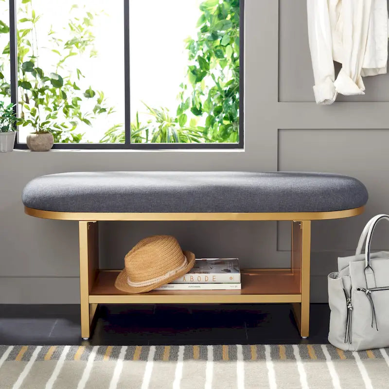 SAFAVIEH Mignon Open Shelf Bench withCushion - 42 W x 15 D x 18 H - 42Wx15Dx18H