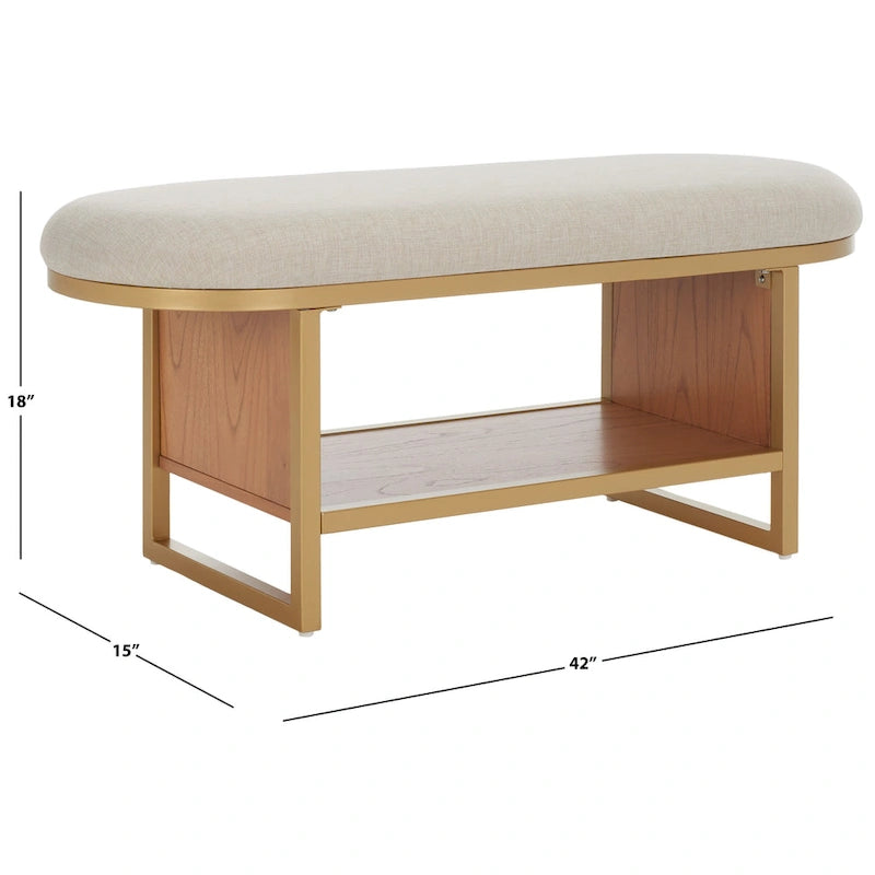 SAFAVIEH Mignon Open Shelf Bench withCushion - 42 W x 15 D x 18 H - 42Wx15Dx18H