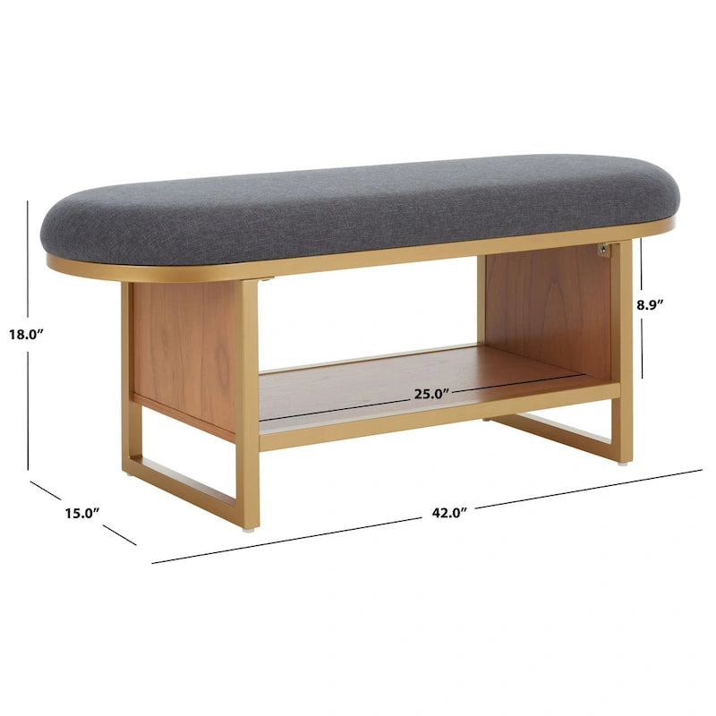 SAFAVIEH Mignon Open Shelf Bench withCushion - 42 W x 15 D x 18 H - 42Wx15Dx18H