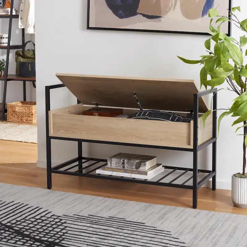 SAFAVIEH Polymnia Storage Bench - 35 W x 16 D x 24 H - 35Wx16Dx24H