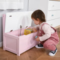 Qaba 2-IN-1 Wooden Toy Box Kids Seat Bench Storage Chest Cabinet Chunk Cube with Safety Pneumatic Rod