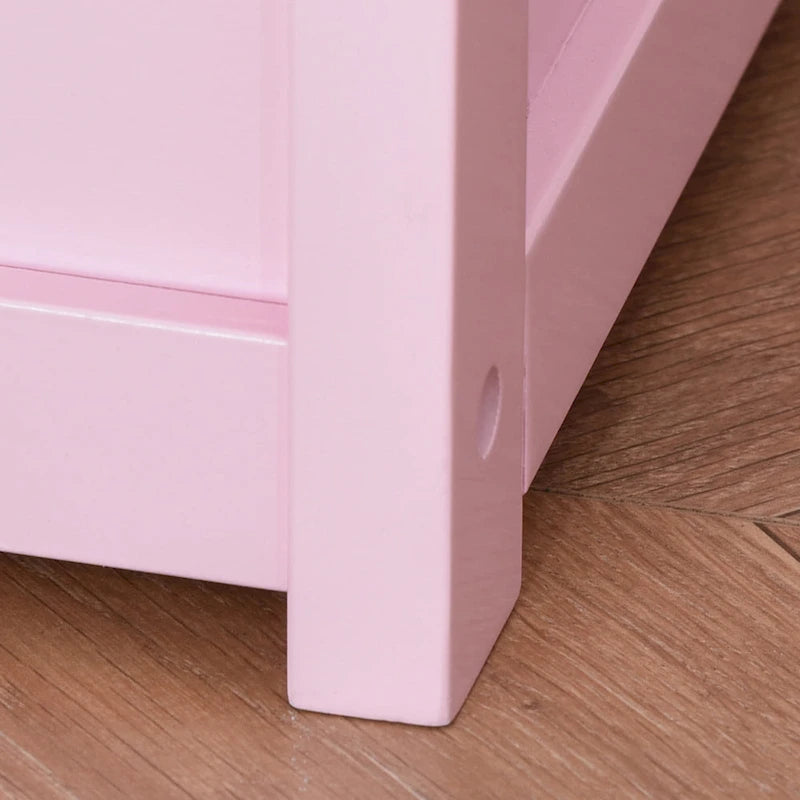 Qaba 2-IN-1 Wooden Toy Box Kids Seat Bench Storage Chest Cabinet Chunk Cube with Safety Pneumatic Rod