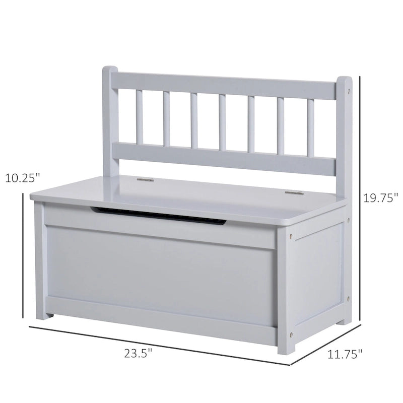 Qaba 2-IN-1 Wooden Toy Box Kids Seat Bench Storage Chest Cabinet Chunk Cube with Safety Pneumatic Rod