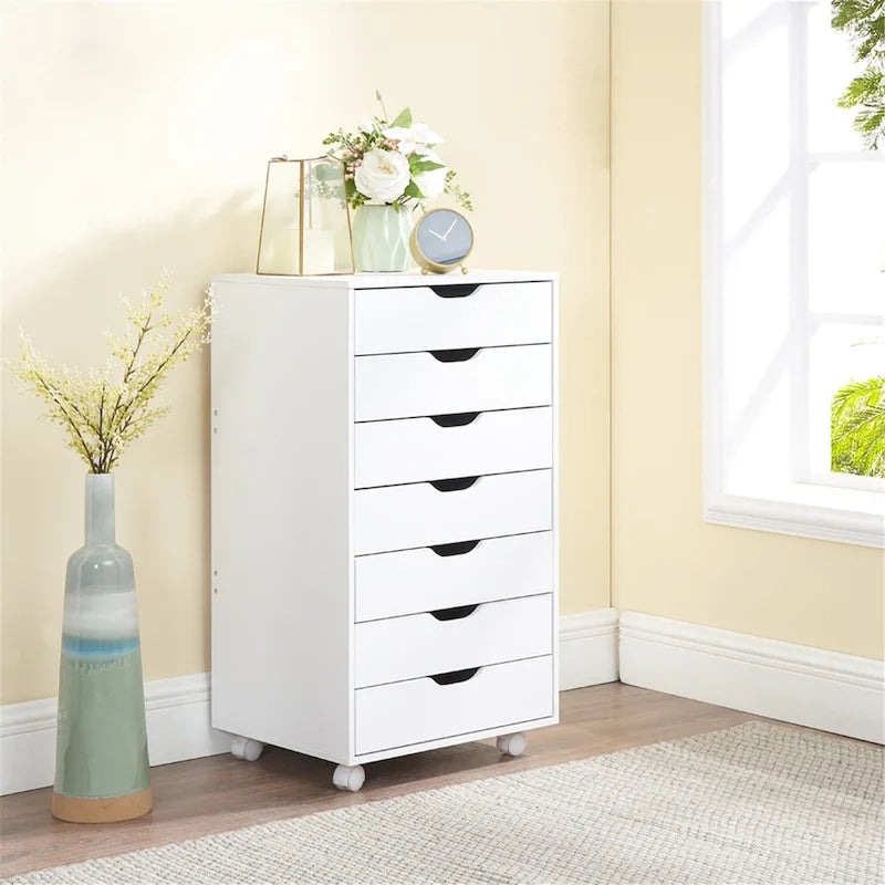 7- Drawer Office File Wooden Cabinet, for Home Office, Mobile File Cabinet, Mobile Storage Cabinet, Filing Storage Drawer