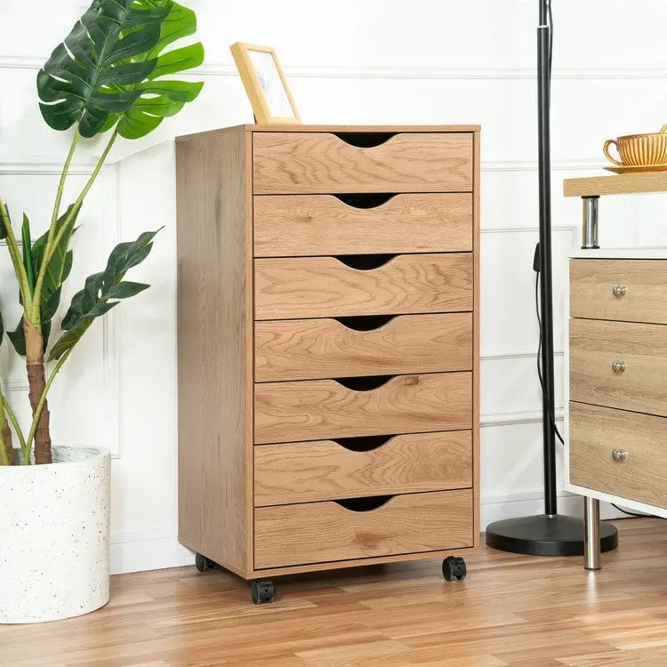7- Drawer Office File Wooden Cabinet, for Home Office, Mobile File Cabinet, Mobile Storage Cabinet, Filing Storage Drawer