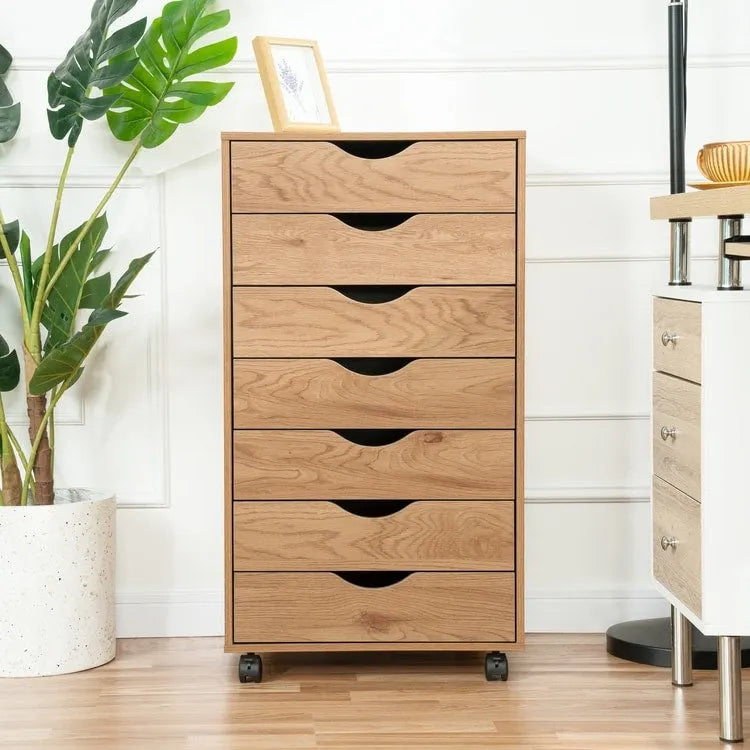 7- Drawer Office File Wooden Cabinet, for Home Office, Mobile File Cabinet, Mobile Storage Cabinet, Filing Storage Drawer