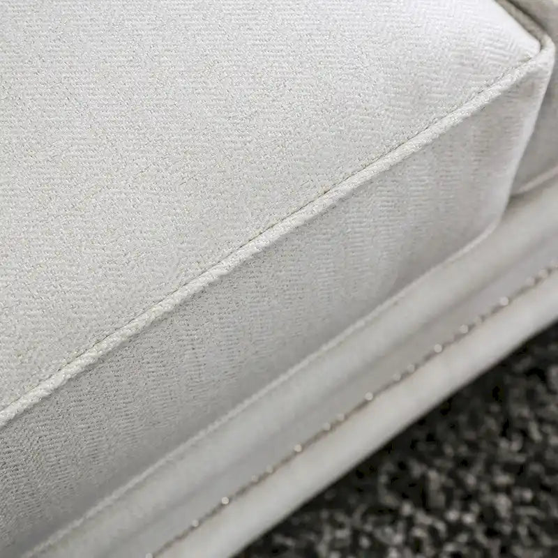 Off-White Chenille Upholstered Sofa with Nailhead Trim