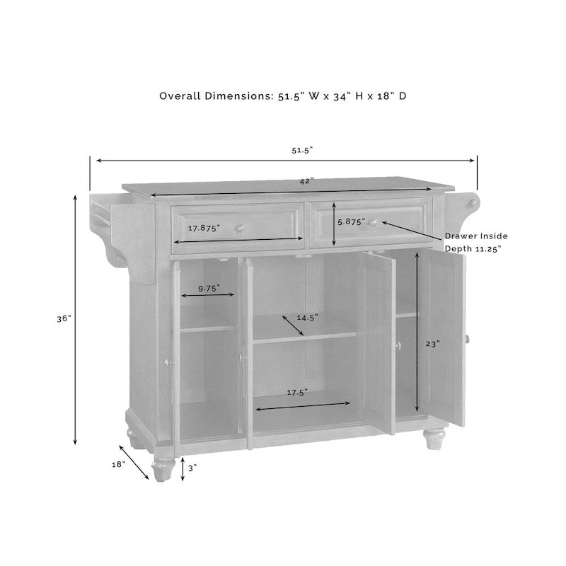 Crosley Cambridge Stainless Steel Top Kitchen Island in Vintage Mahogany Finish - 18d x 51.5w x 34h
