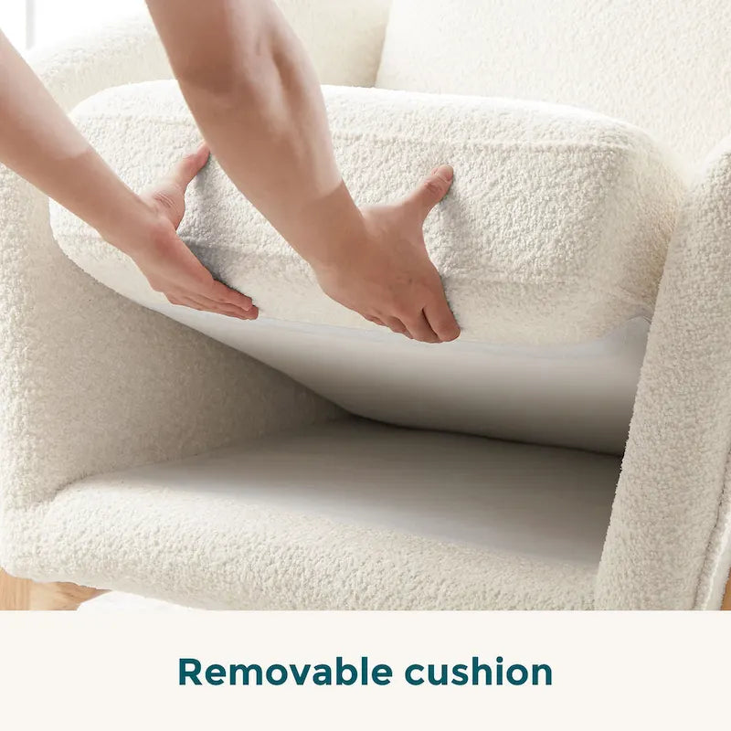 Mid-Century Modern Upholstered Accent Armchair with Rubber Wood Legs