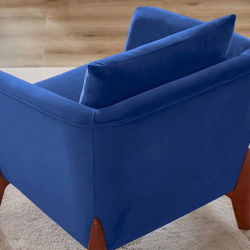 Mid-Century Modern Upholstered Accent Armchair with Rubber Wood Legs