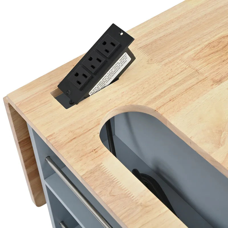 Kitchen Island with Power Outlet,Kitchen Storage Island with Drop Leaf ...