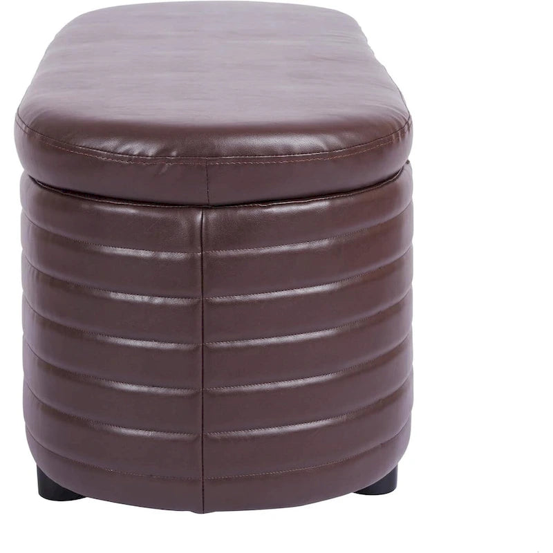 Modern Home PU Leather Storage Bench, Entryway Padded Footstool with Solid Wood Legs, End of Bed Seat for Living Room Bedroom