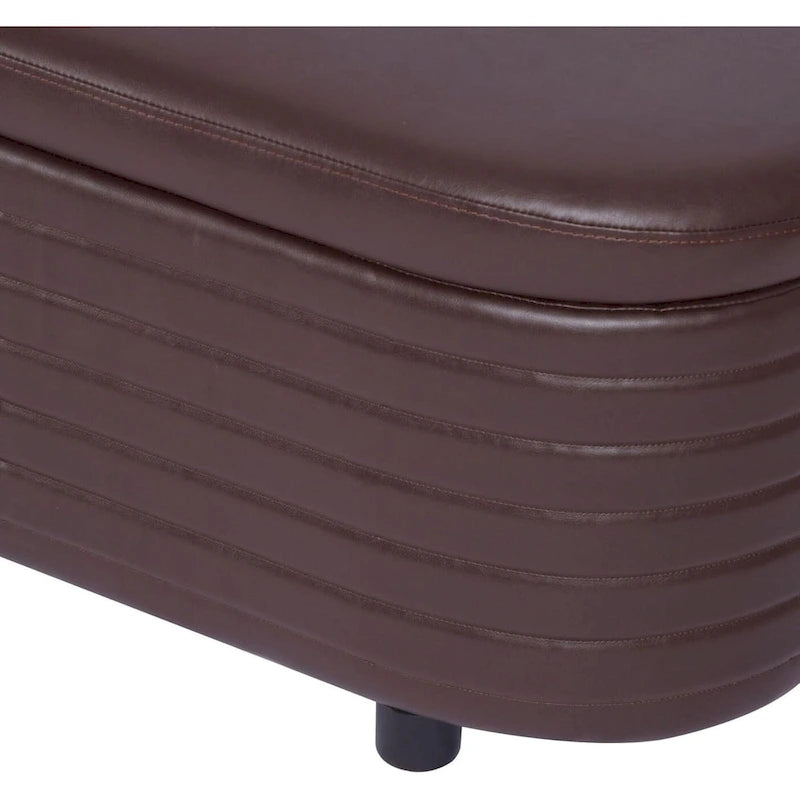 Modern Home PU Leather Storage Bench, Entryway Padded Footstool with Solid Wood Legs, End of Bed Seat for Living Room Bedroom